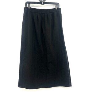 NWT Gap Black Linen Viscose Midi Pull On Skirt Women's Medium